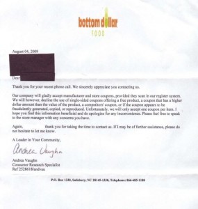 Bottom Dollar Coupon Policy_Aug2009